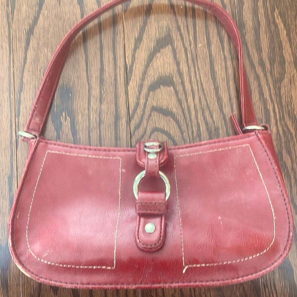 Cherry Red Leather Handbag Y2K